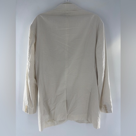 Polo Ralph Lauren Men’s Seersucker Suit Large Blazer & Pants Striped Tan 36/30 - Picture 5 of 16